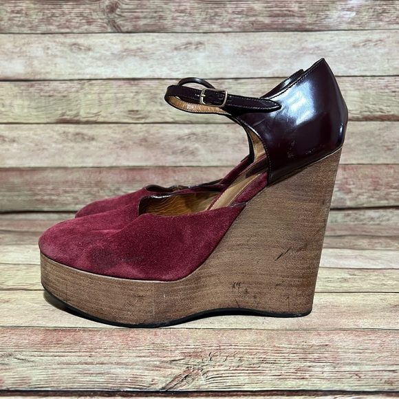 Chloe Red Suede Platform Heels - Picture 1 of 8